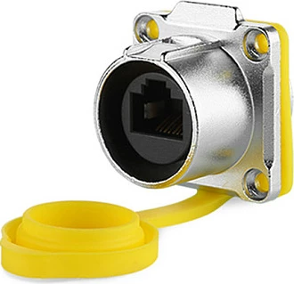 Lidhës industrial GoodConnections S1, kuplung RJ45 M24, IP65/IP67, i verdhë
