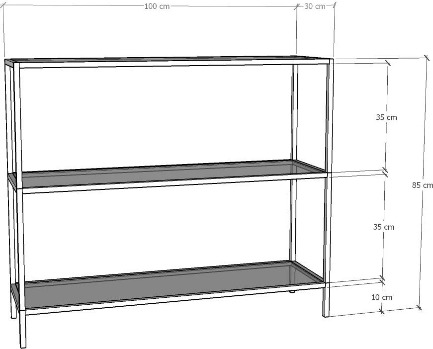 Komodë Hanah Home, D101, ngjyrë ari, xham i temperuar, 100x85x30cm