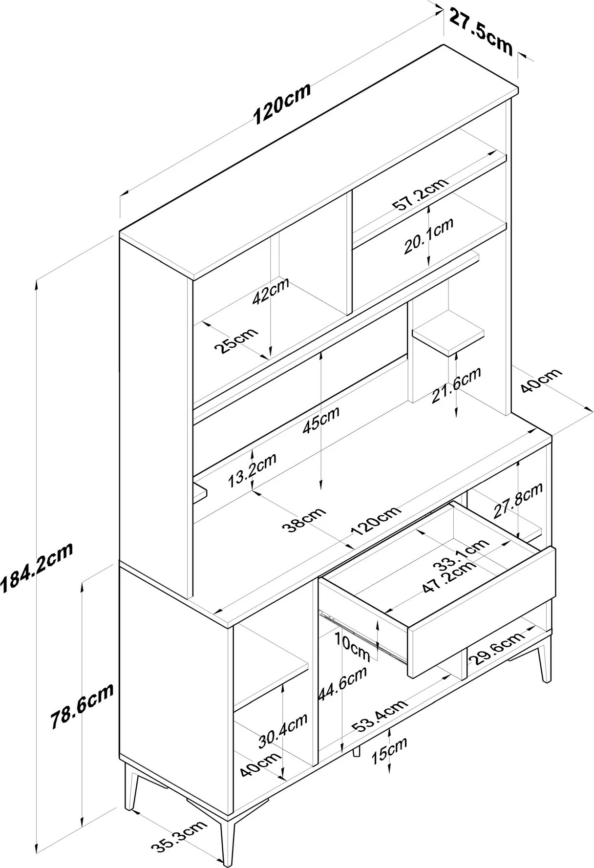 Dollap multifunksional, ngjyrë e bardhë, Skye Decor, JE177 - 3348