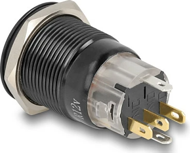 Switch me buton DeLOCK 22023, panel-mount 19 mm, IP65, 250V/2A, zi/kuq