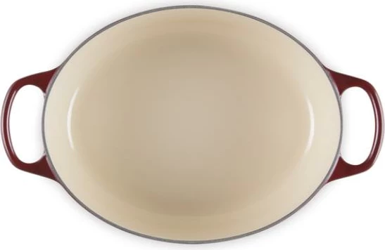 Tenxhere gize ovale, Le Creuset Signature Roaster 29 cm, me kapak, Rhone e kuqe e errët