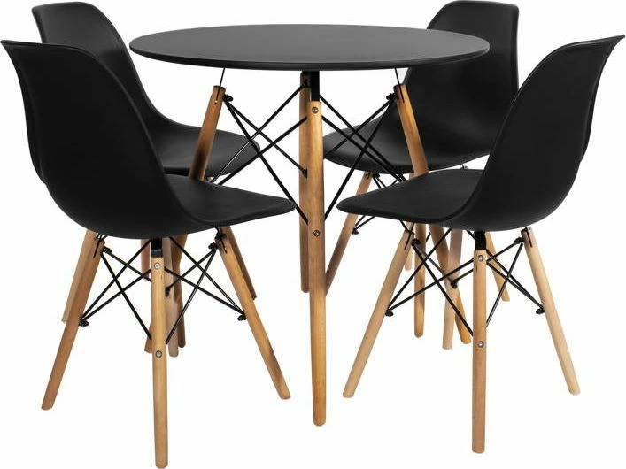 Tavolinë e rrumbullakët Mufart ETT 80cm MDF, këmbë ahu, e zezë