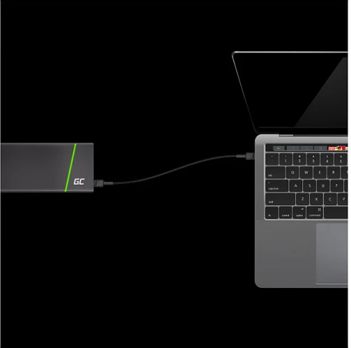 Kabllo USB-C në USB-C Green Cell ST-ST 30cm, PD 60W, USB 2.0, e zezë