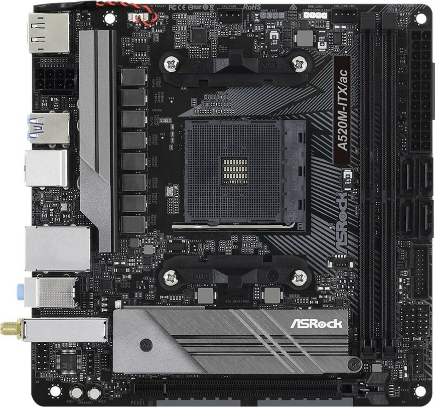 Pllakë amë ASRock A520M-ITX/ac, Socket AM4, micro ATX, 64 GB, e zezë