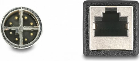 Kabllo adapter DeLOCK M12 X-coded 8-pin (mashkull) në RJ45 (femër), 0.5 m, blu