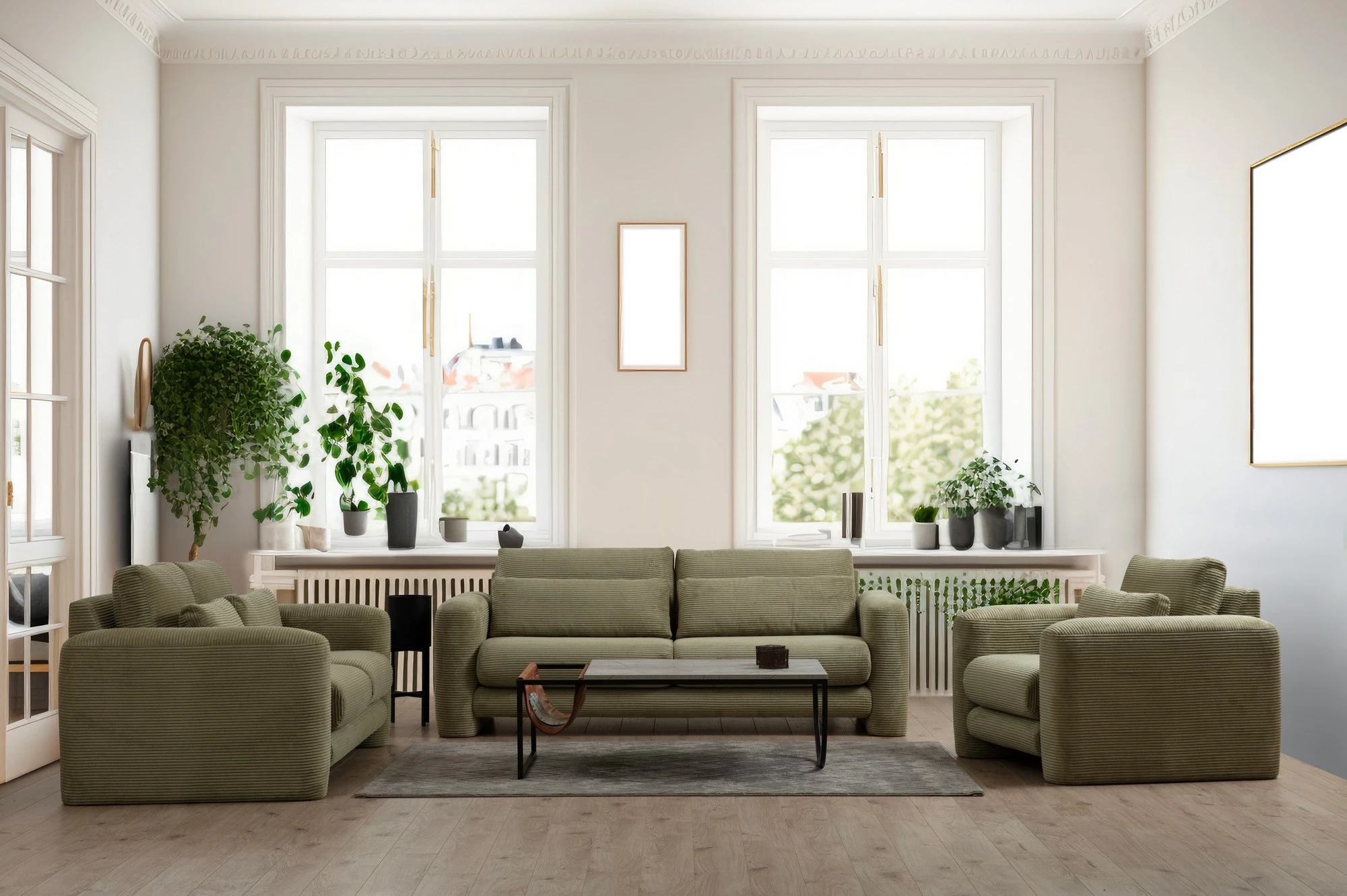 Divan treshe Atelier del Sofa, ngjyrë e gjelbër, Lily