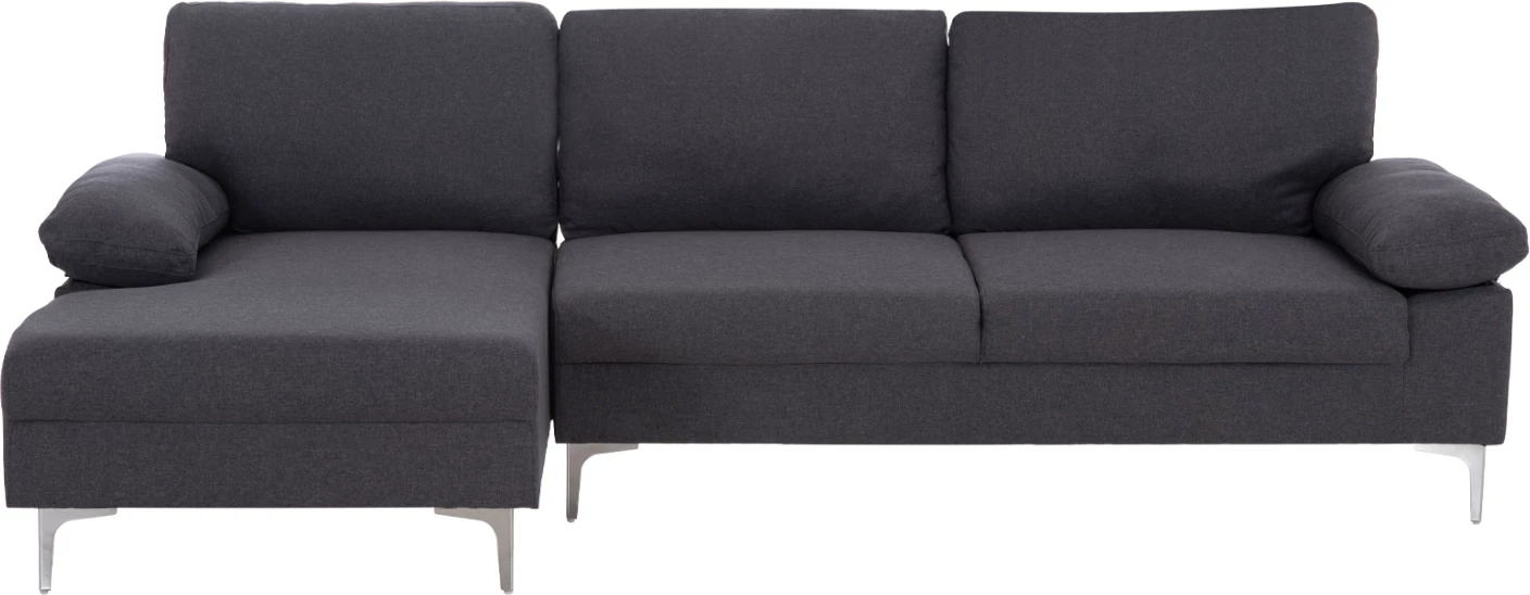 Këndare Anton, kënd i majtë, material gri, këmbë metalike, 263x133x85cm