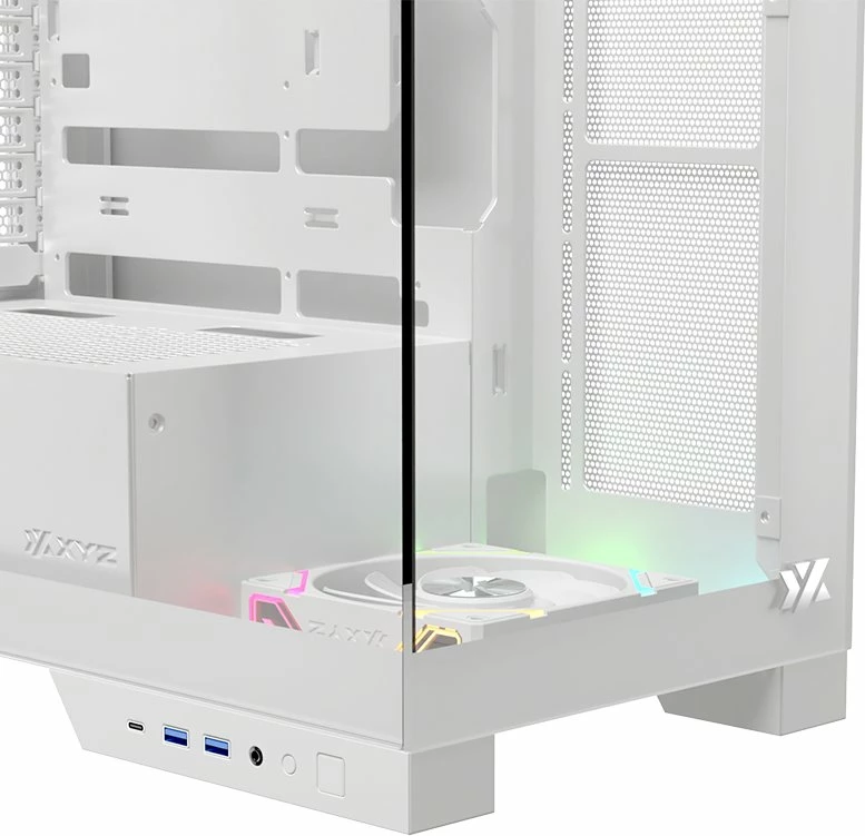 Kasë XYZ PC GEAR Trifecta ARGB X-CS-TRIFECTA-W Midi Tower, USB-C, tempered glass, e bardhë