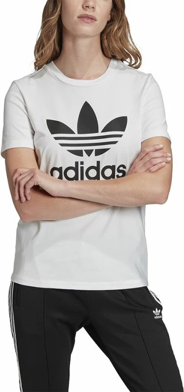 Maicë adidas Trefoil për femra, e bardhë