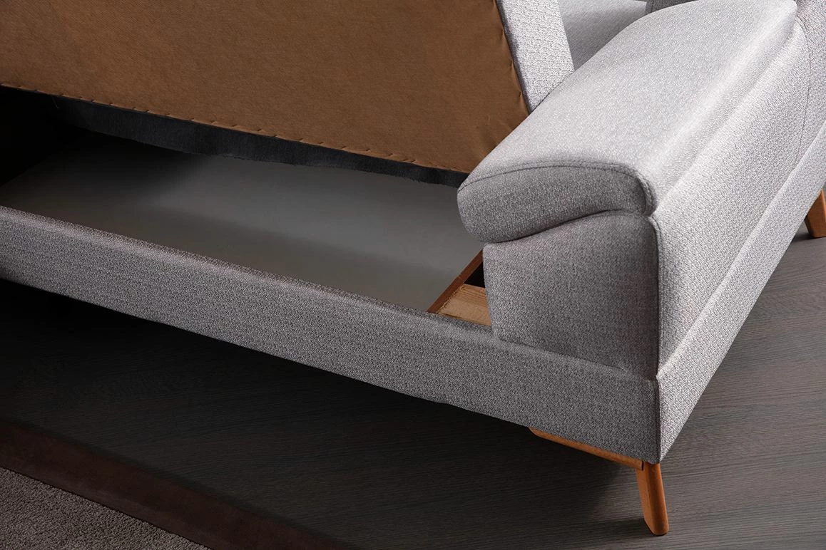Kënd-sofë krevate Atelier del Sofa, ngjyrë gri, Aqua (Chl majtas + 2R)