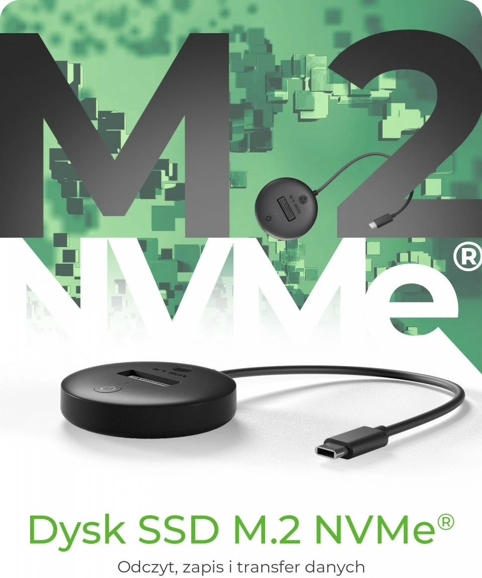 Docking station IcyBox IB-1610MCD-C31 për SSD NVMe/SATA M.2, USB Type-C, Zi