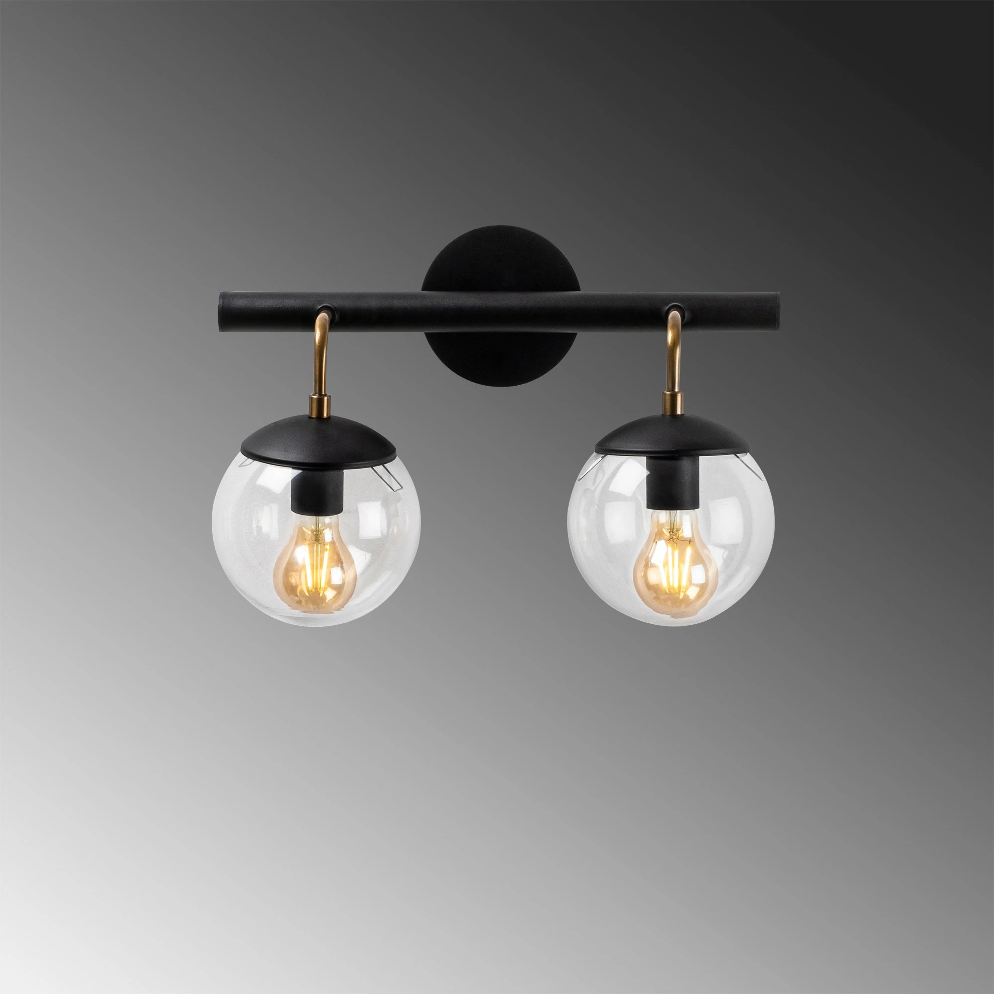 Llambë muri Opviq Gondol - 3012, metal i zi, kapak qelqi, 41x20cm, 28cm lartësi