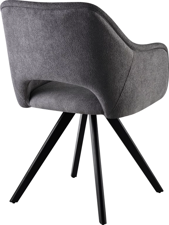 Karrige rrotulluese Soreyia, pëlhurë gri e errët, këmbë metalike të zeza, 63x59x83cm