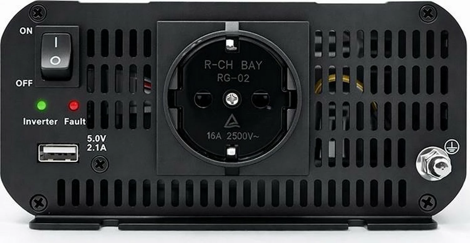 Inverter makinës Qoltec MS Wave, 12V në 230V, 1000/2000W, USB, bardhë