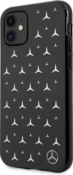 Mbështjellës Mercedes MEHCN61ESPBK për iPhone 11, hardcase, Silver Stars Pattern, zi