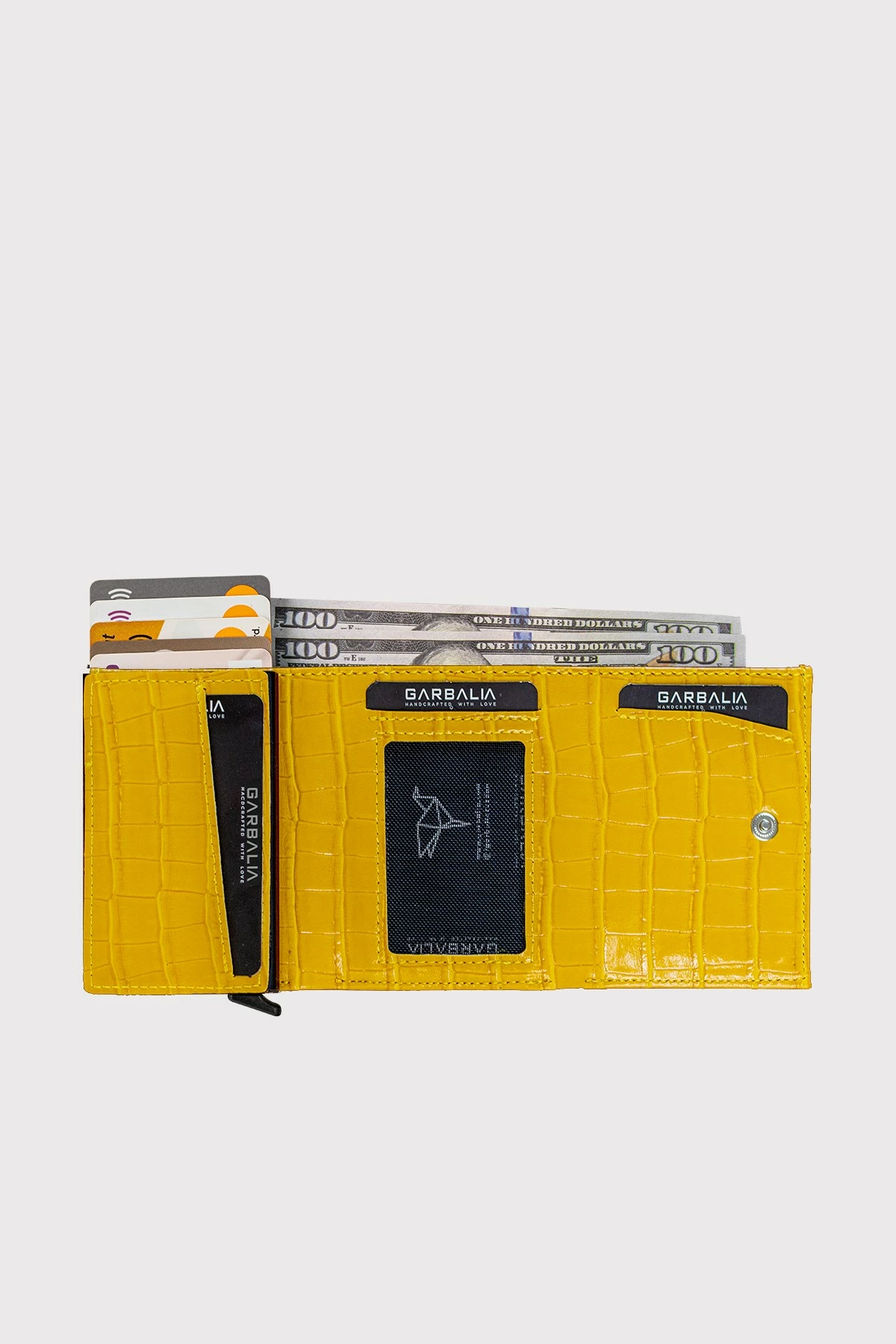 Portofol unisex, ngjyrë mustard, Malta Croco