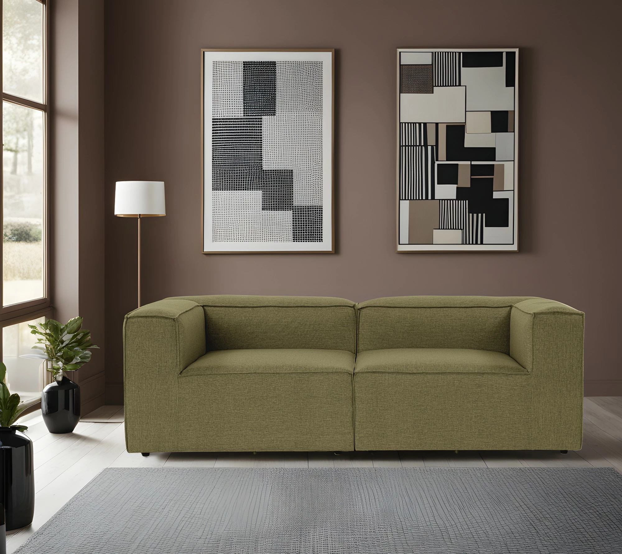 Divan dy vendësh Atelier del Sofa, Fora, ngjyrë e gjelbër