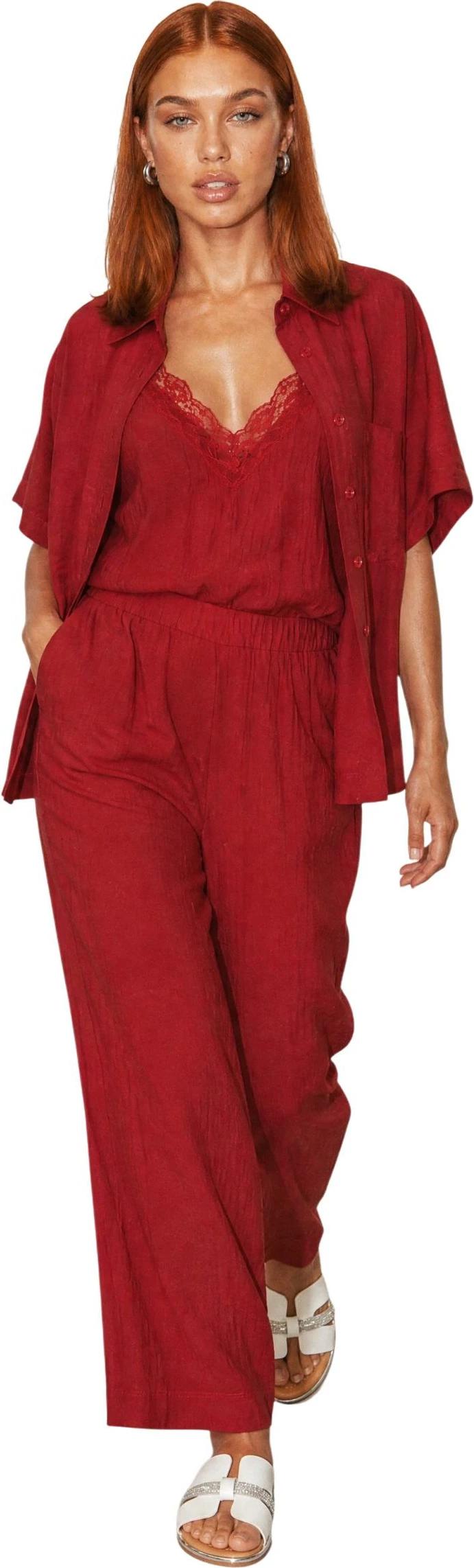 Top për femra I am Crinkle Pizzo 53127, bordeaux [Madhësia: XS]