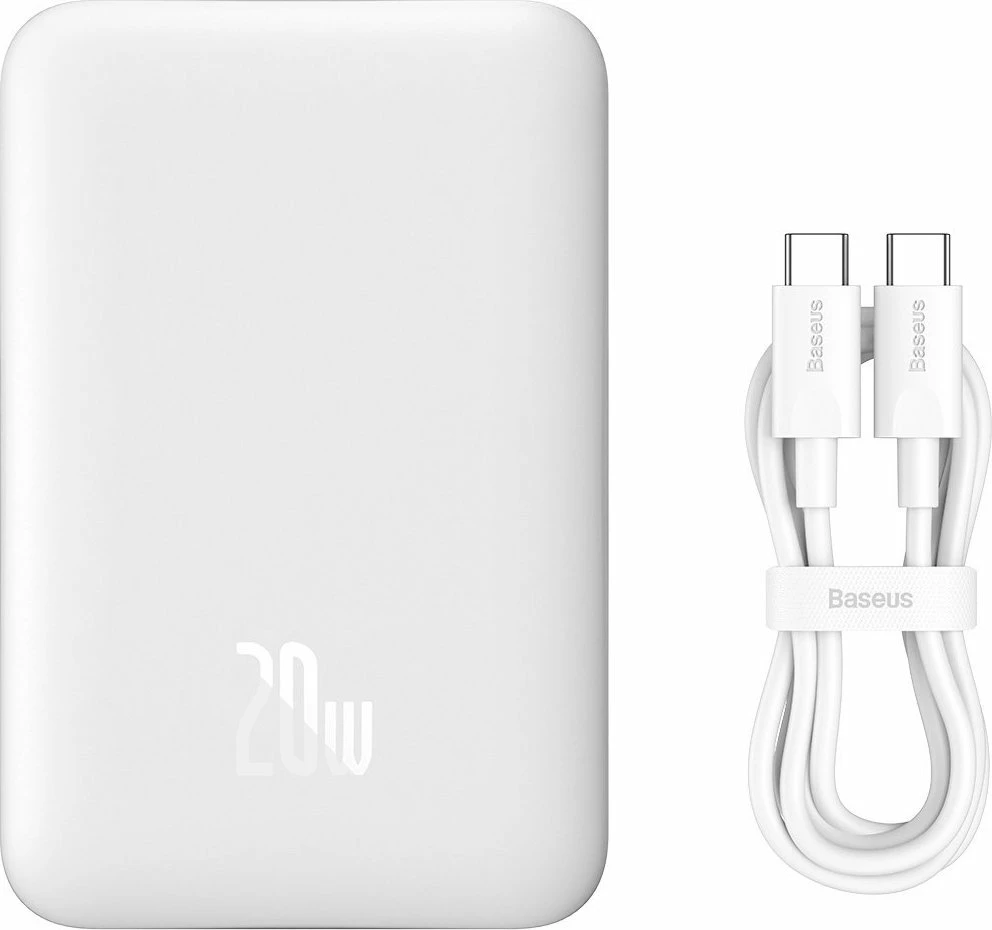 Powerbank Baseus Magnetic Mini 10000mAh 20W, bardhë