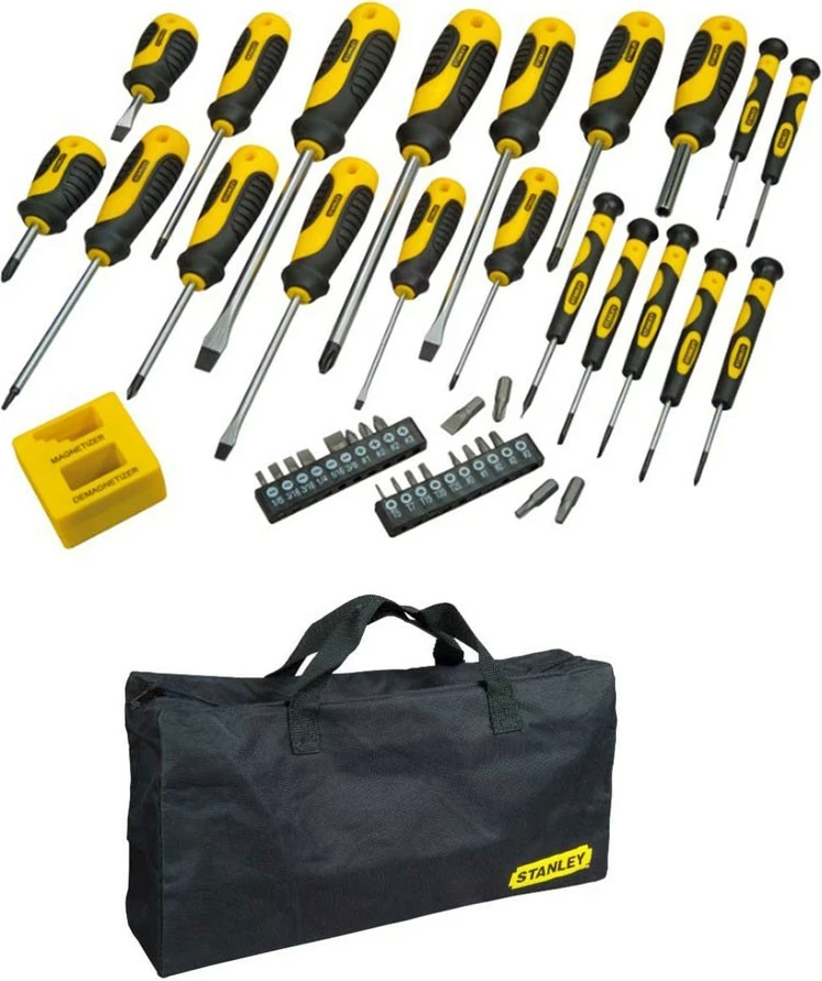 Set kaçavidash Stanley STHT0-62113, 42 copë, zi/verdhë, me çantë