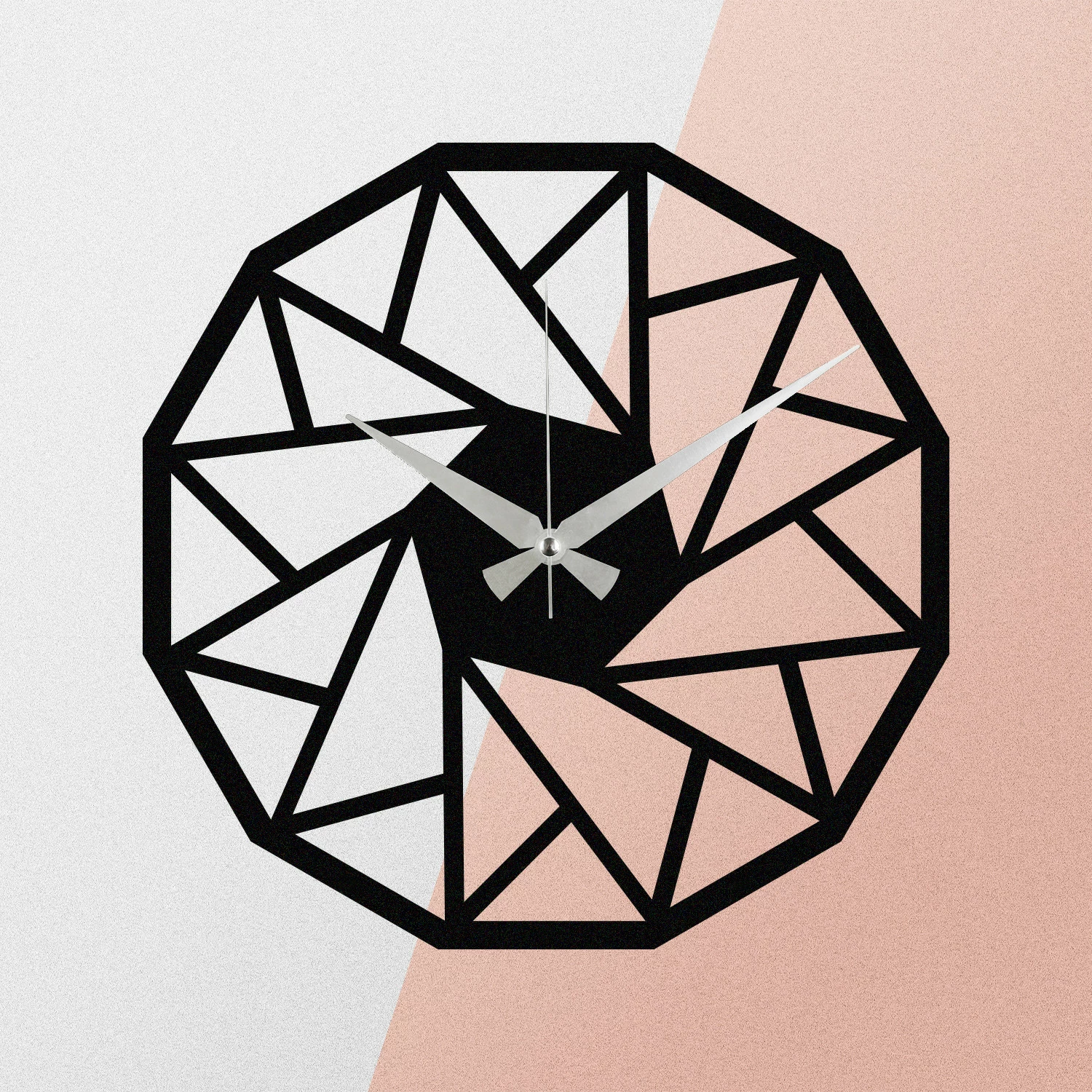 Orë muri dekorative prej metali, Wallity Enzoclock - S007, e zezë, 48x48cm