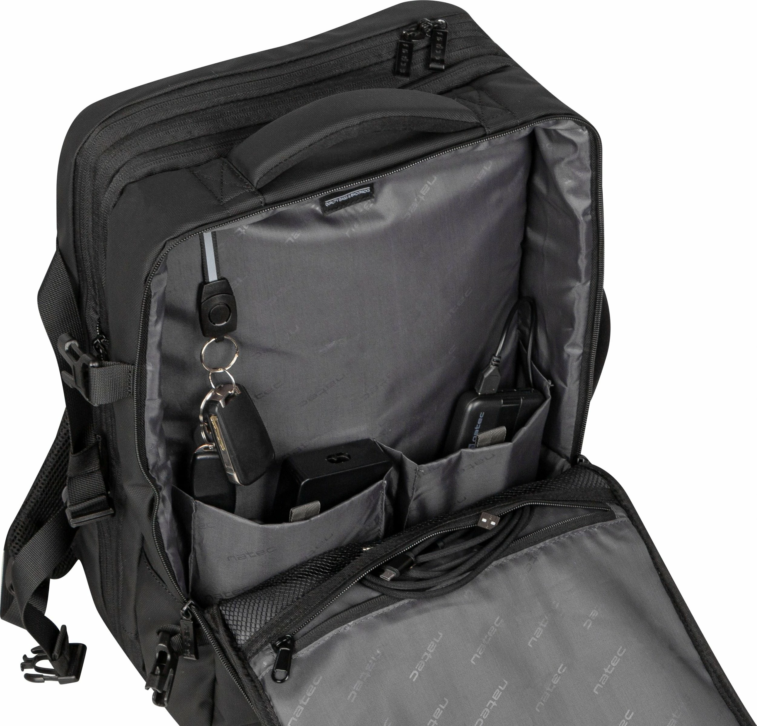 Çantë shpine për laptop Natec Camel Pro NTO-2116 17.3" me 3 ndarje, e zezë