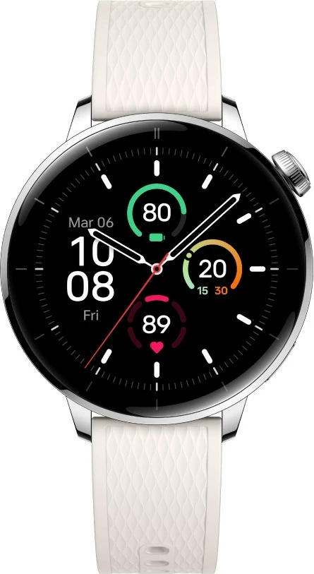 Smartwatch OnePlus Watch 3, 43mm, AMOLED, 60 orë bateri, Titanium, Bardhë