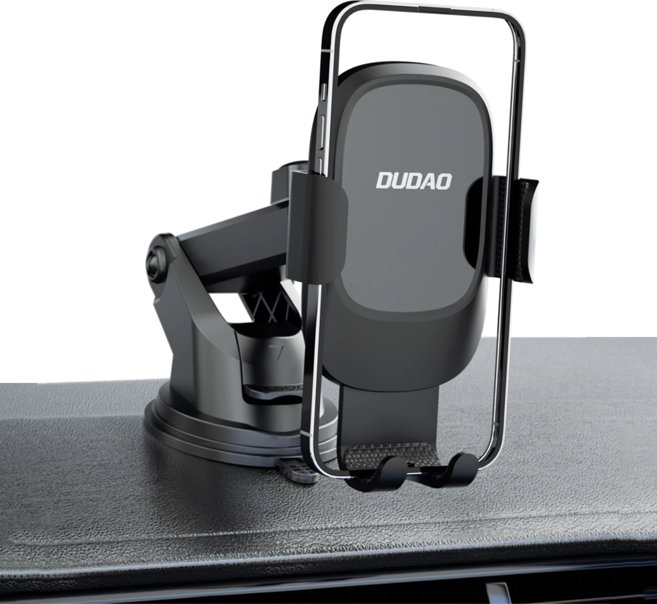 Mbajtëse gravitacionale për makinë, Dudao F5N+, kapëse me gotë thithëse për xham ose pult, rrotullim 360°, e zezë