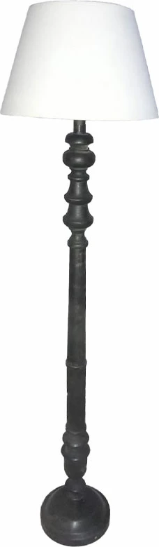 Llambë dyshemeje VICTORIEN, dru i zi, abazhur i bardhë, 25x25x163cm