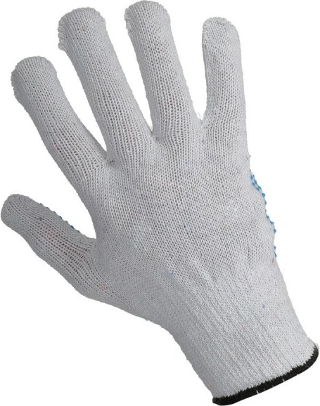 Doreza pune LAHTI PRO L240410W, 10\", pambuk/poliester me pika PVC antirrëshqitëse, blu/bardhë, 12 palë