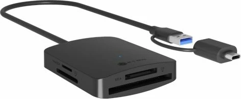 lexues kartelash ICYBOX IB-CR302-CU3, USB 3.2 Gen 1 (5 Gbit/s), lidhje USB-A dhe USB-C, UHS-I, për SD/microSD/CompactFlash/Memory Stick, e zezë
