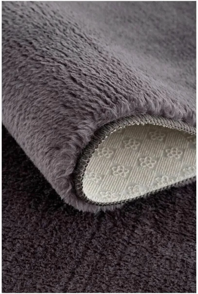 Qilim oval Conceptum Hypnose, pelush, ngjyrë gri e errët, 120 cm