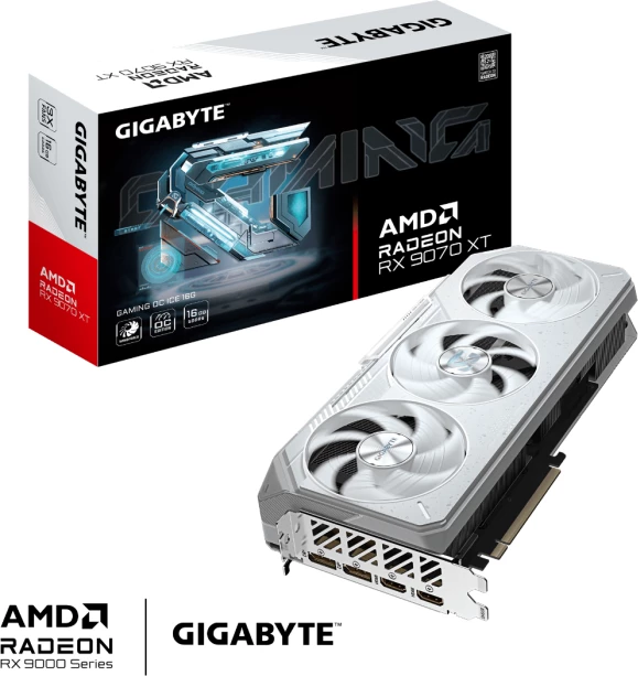 kartelë grafike GIGABYTE Radeon RX 9070 XT GAMING OC ICE 16G, 16GB GDDR6, PCIe 5.0, bardhë