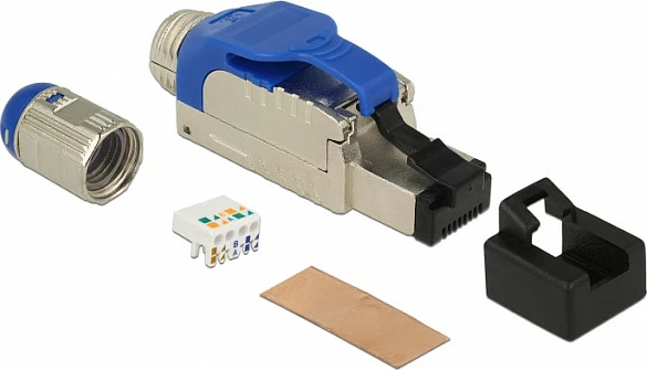 Konektor RJ-45 DeLOCK 86487, Cat8, S/UTP (STP), montim pa vegla, blu/argjend