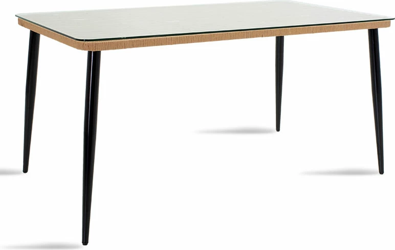 Tavolinë Naoki metalike, ngjyrë e zezë-pe natyrale-xham 160x90x78cm