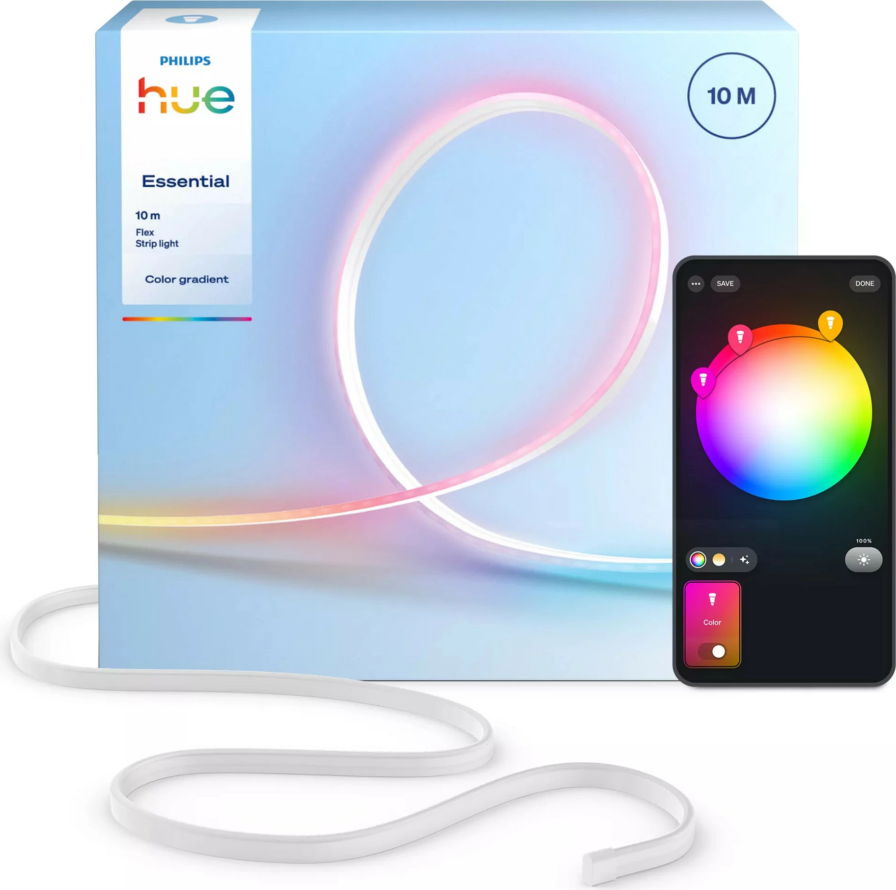 Shirit LED smart Philips Hue Essential Flex Gradient Lightstrip 10m, Bluetooth/Zigbee, multicolor