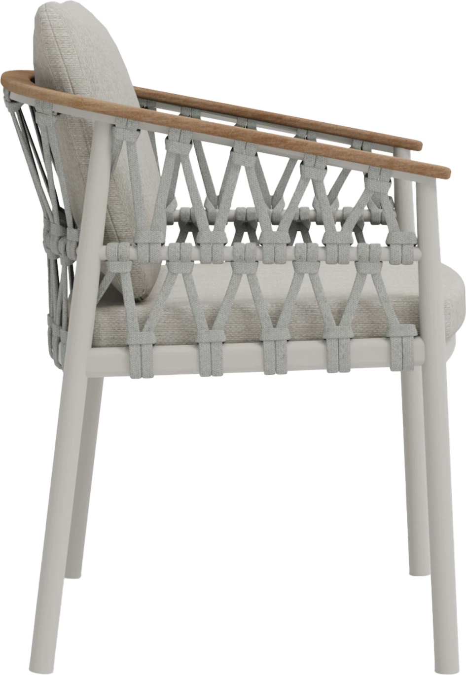 Karrige ngrënie për jashtë, set prej 2 copë, alumin krem i bardhë, litar bezhë, pëlhurë Olefin, STREAM FH6427.02, 59x63x85cm