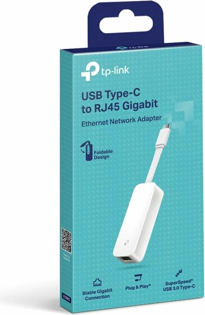 Adapter Ethernet TP-LINK UE300C Gigabit 1000 Mbps USB 3.0 USB Type-C në RJ45, bardhë