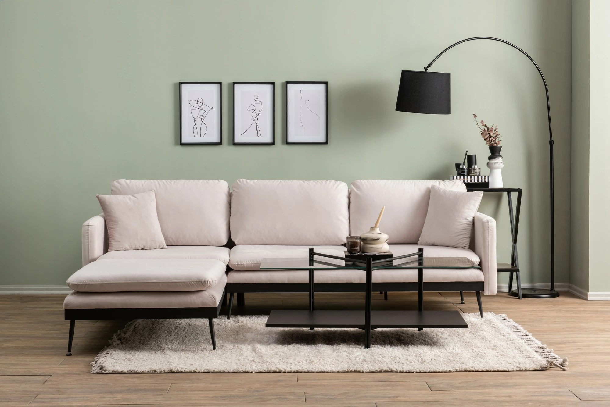 Këndsofa Atelier del Sofa, Reya, ngjyrë ecru