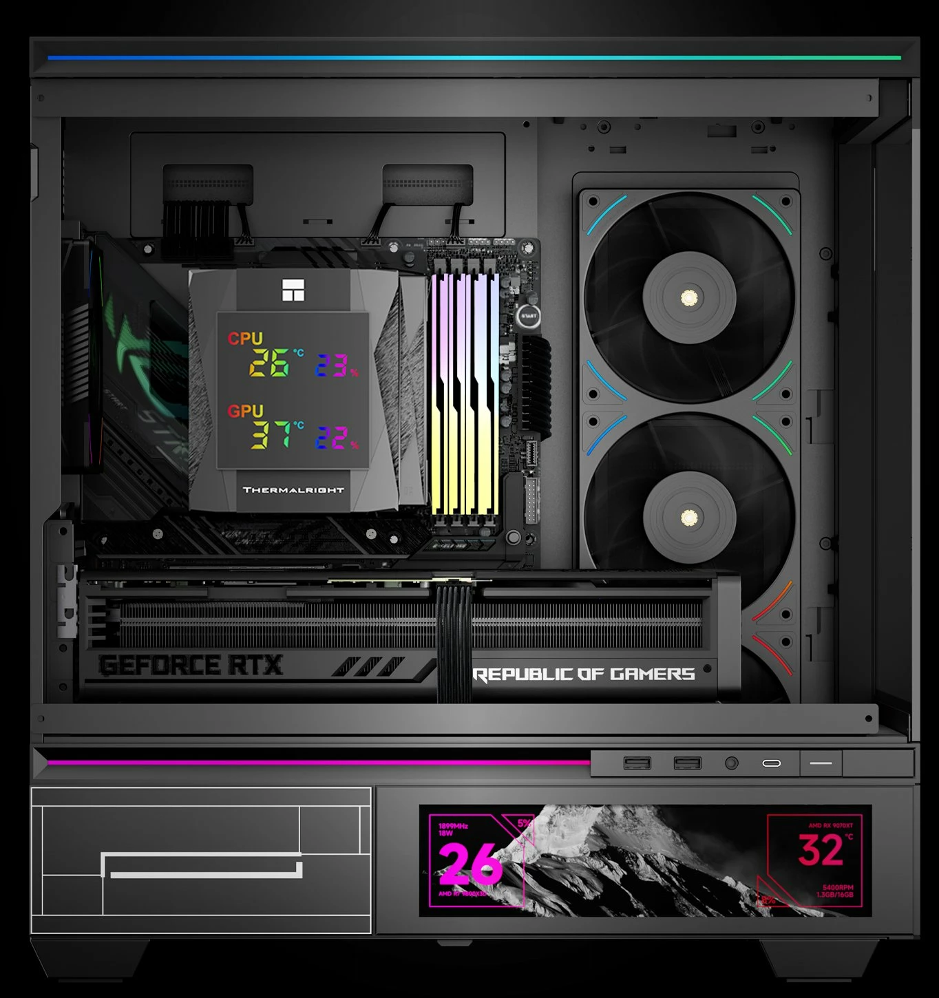 Ftohës ajri CPU Thermalright Royal Knight 120 Digital, 2x120mm PWM, LCD, i zi