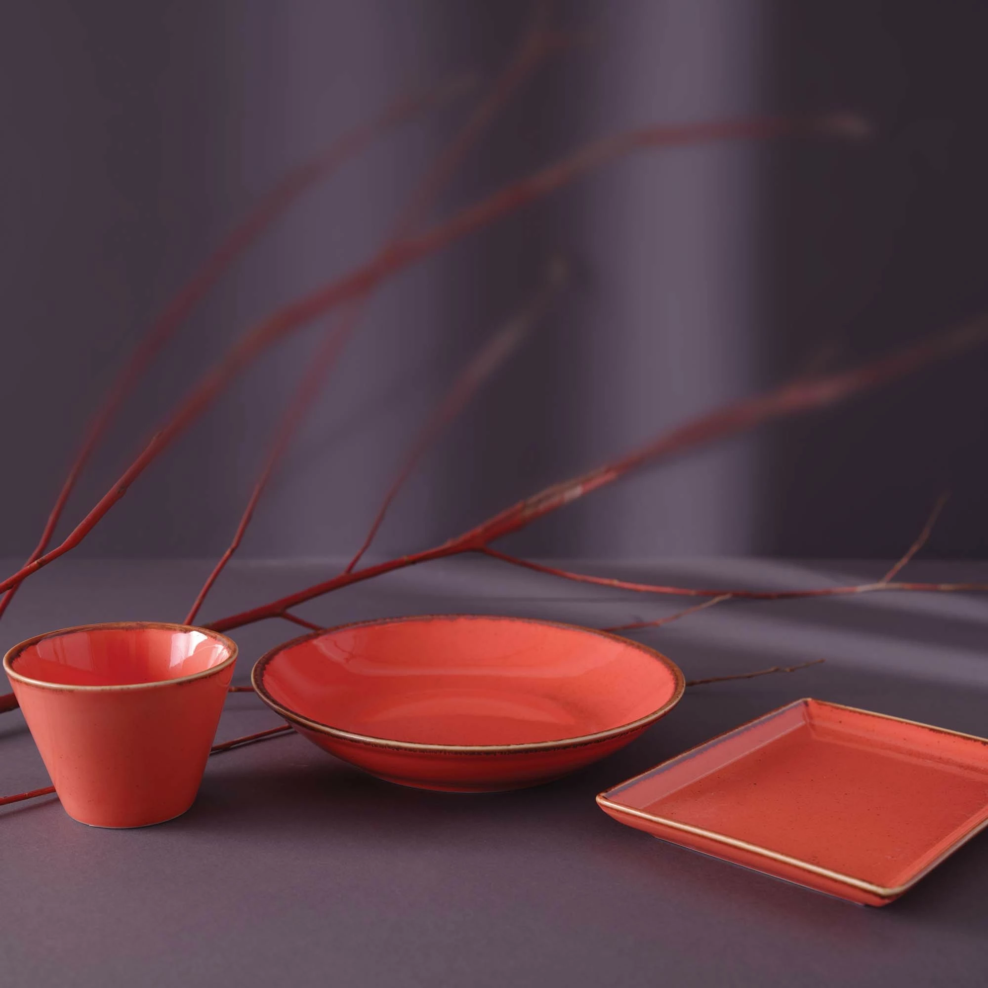 Pjatëz ovale mini Porland Seasons Amber 110 mm, 110 ml, porcelan, portokalli, set 6 copë