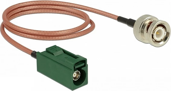 Kabllo antene DeLOCK 89681, FAKRA E mashkull në BNC femër, RG-316, 0.5 m, 50Ω, kafe/jeshile