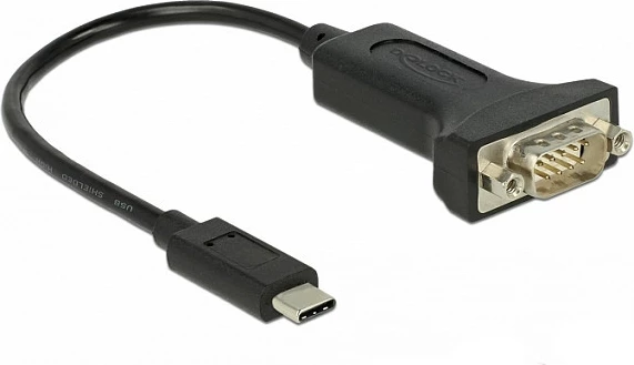 Adapter kabllo DeLOCK 63908 USB-C në Serial RS-232 DB9, 0.15 m, i zi