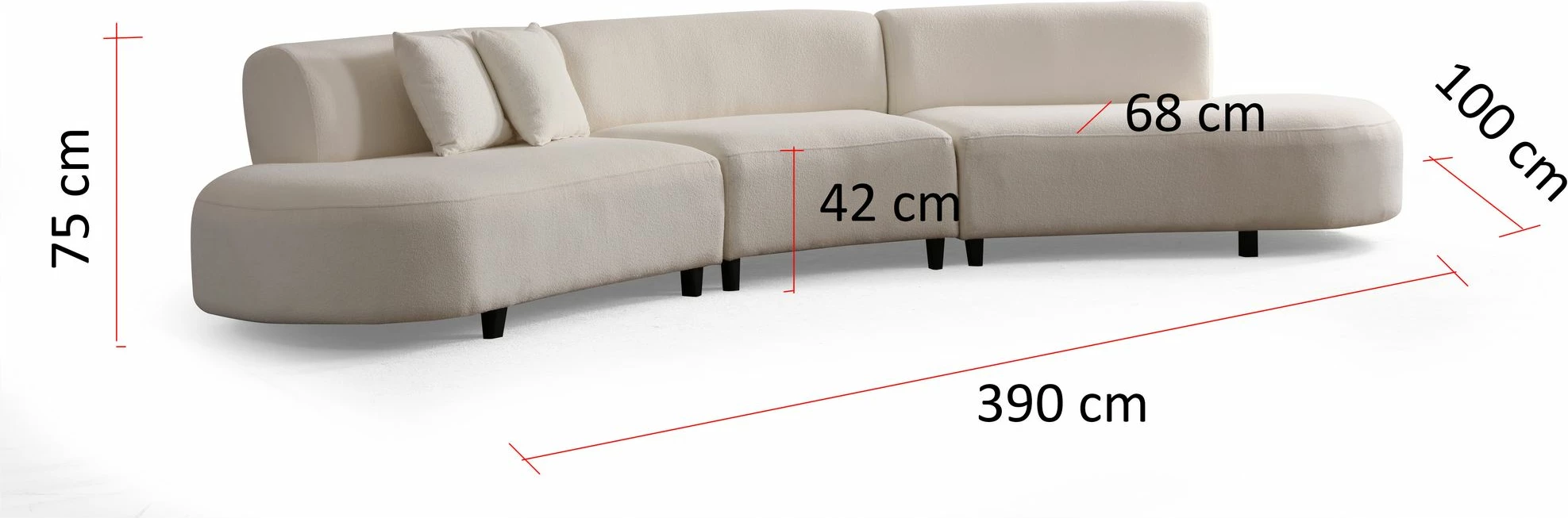Këndare Atelier del Sofa, ngjyrë krem, U-shape, (L1 + 01 + 1R) - Corner v2