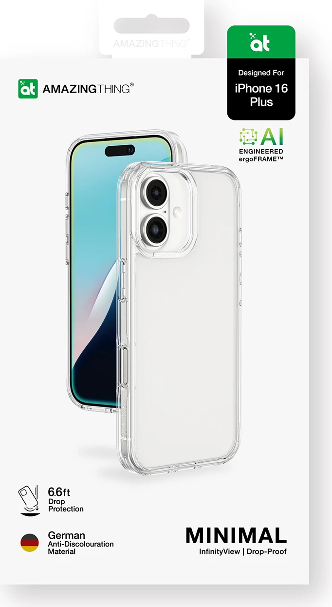 Mbështjellës AmazingThing Minimal për iPhone 16 Plus, silikon, transparent
