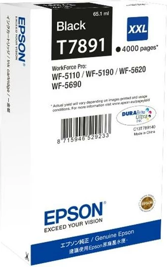 Kartush boje, Epson, T7891 (C13T789140), 65 ml XXL 4000 faqe, i zi