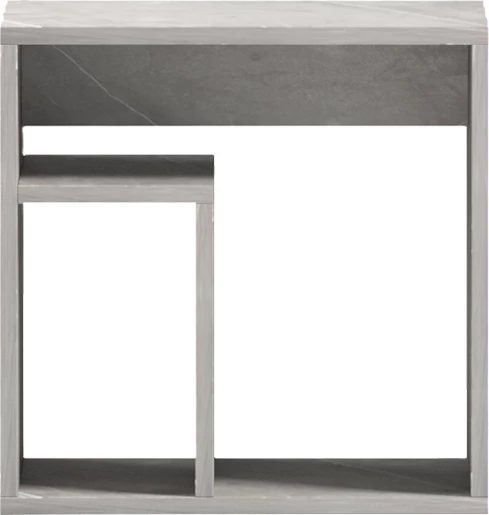 Tavolinë anësore Doublo, pamje mermeri gri-bezhë, 40x35x40cm