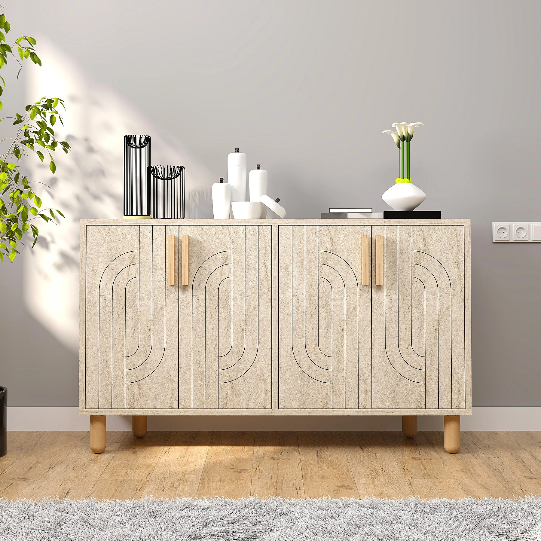 Konsol Skye Decor, ngjyrë travertine, Rodney