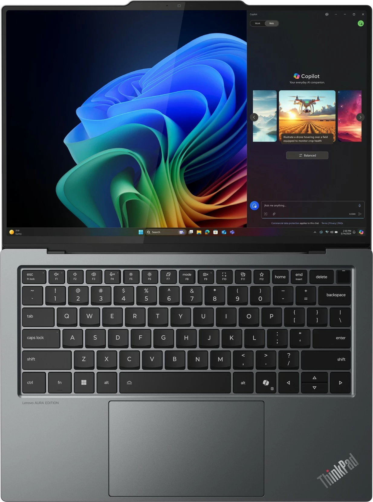 Laptop Lenovo ThinkPad X9-14 Gen 1 Copilot+ PC, Intel Core Ultra 5, 32GB RAM, 512GB SSD, 14 inç, gri