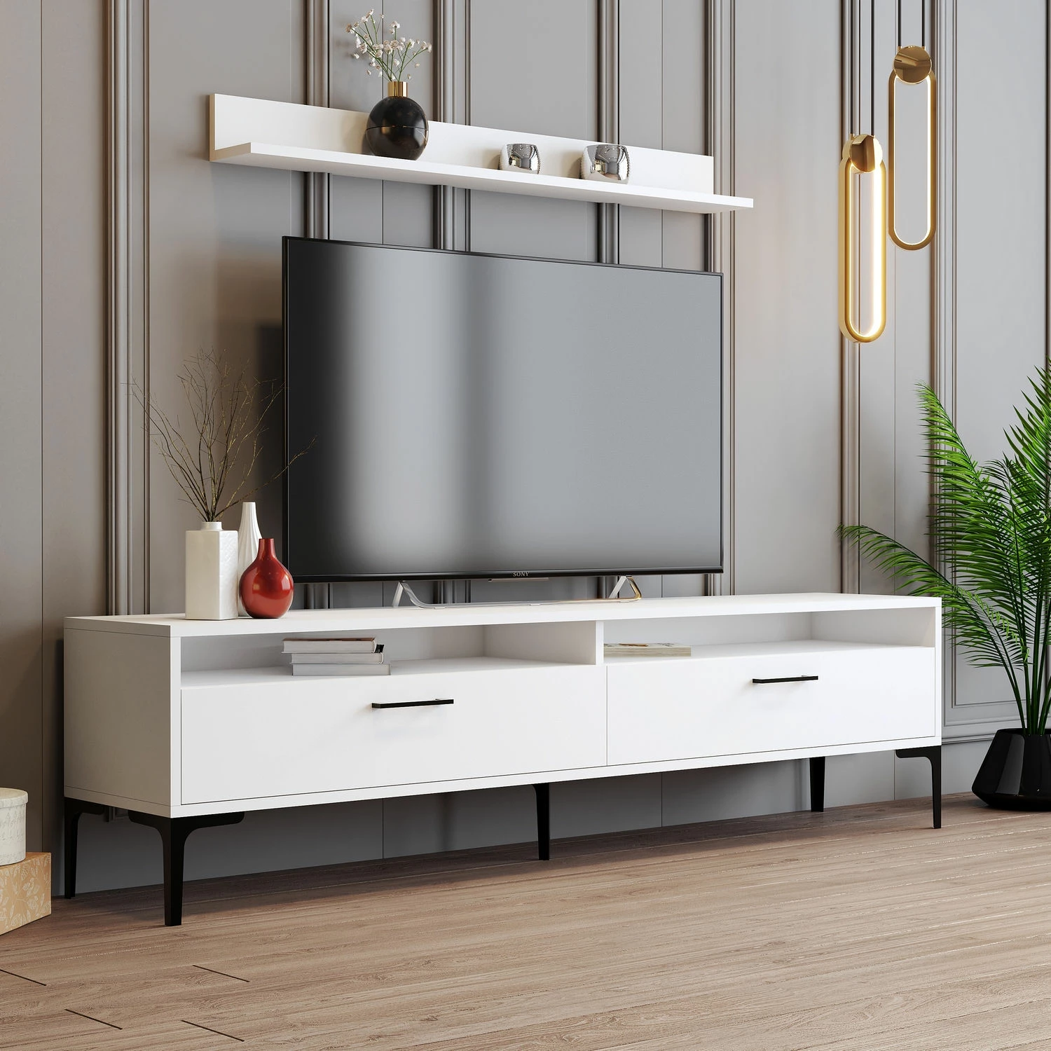 Komodë TV Hanah Home, Istanbul, e bardhë